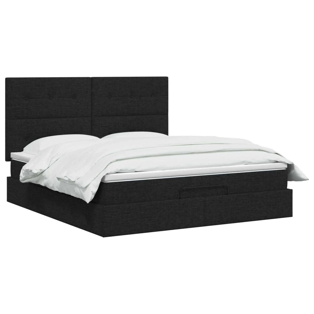 Letto ottomano con materasso Nero 140 x 200 cm Tessuto 3457496