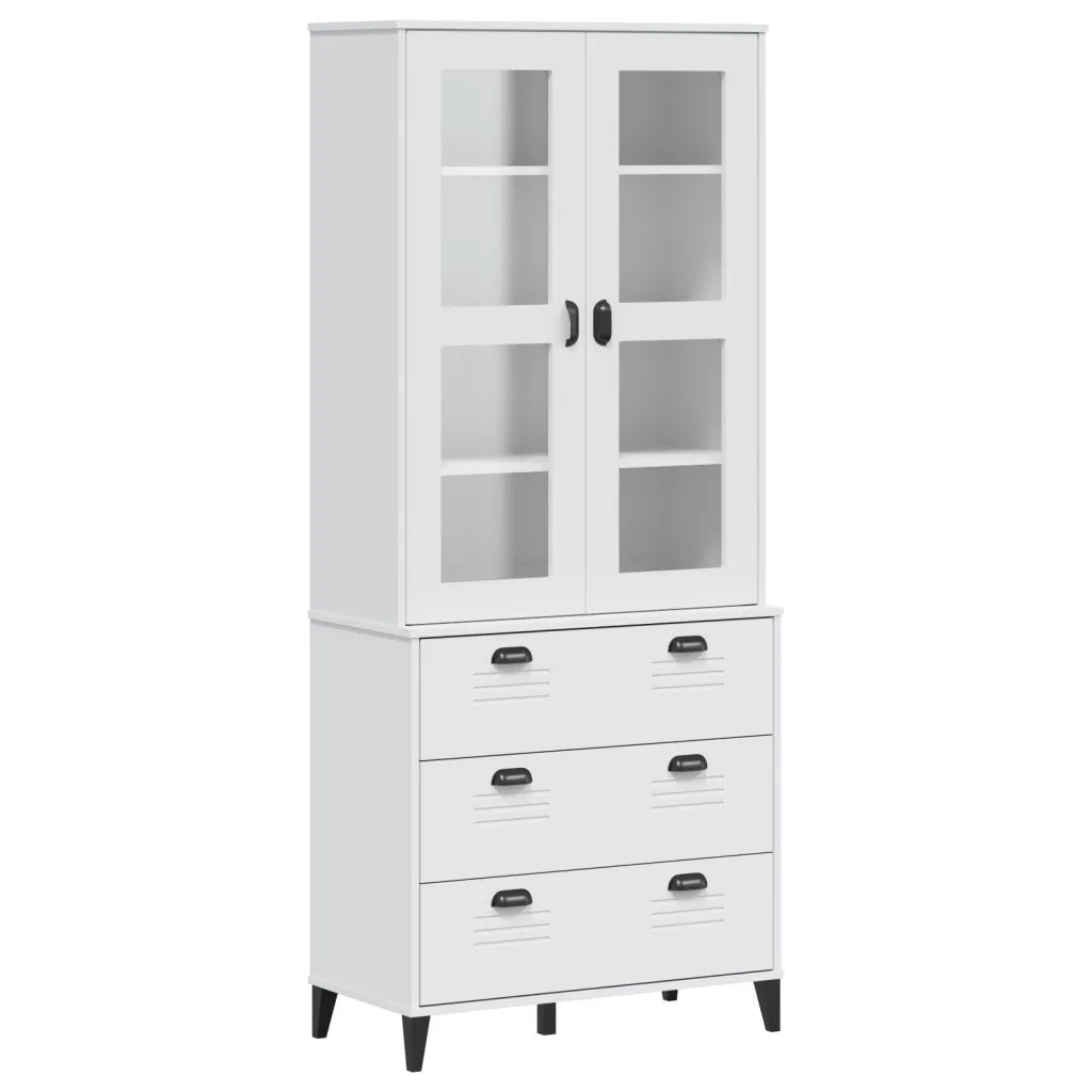 Credenza VIKEN Bianca 80x40x190 cm in Legno Massello di Pino 3207150