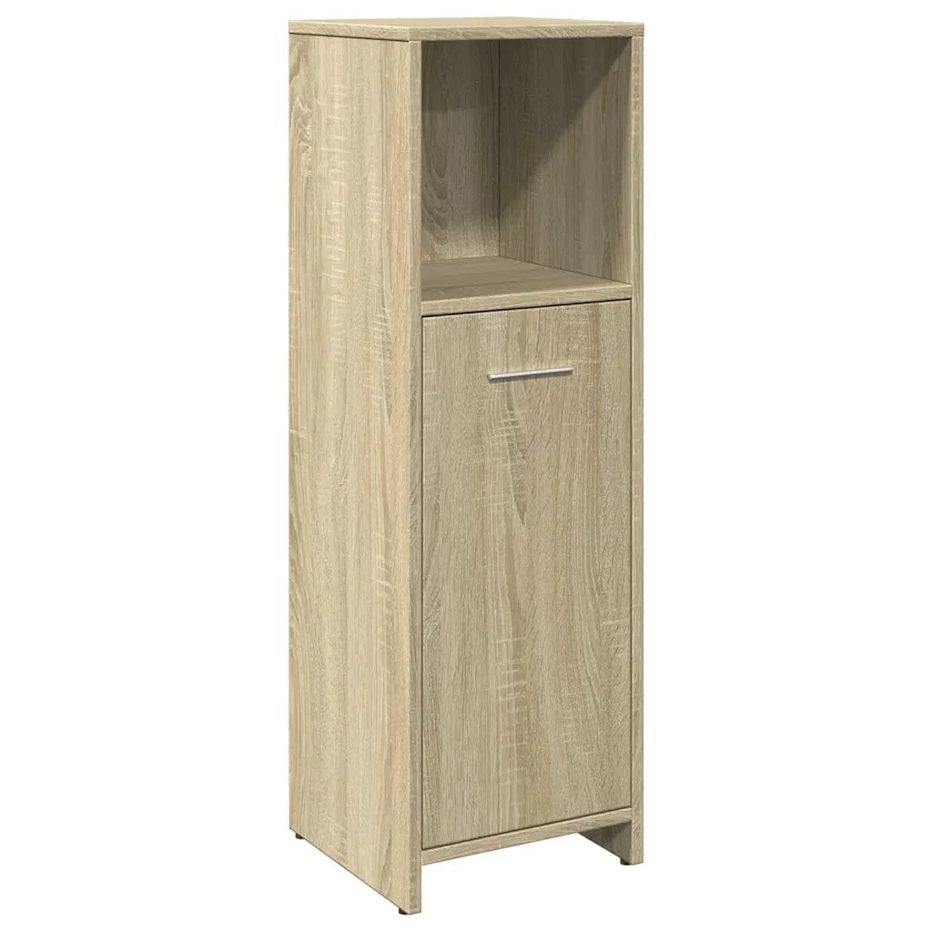 Mobiletto contenitore per bagno 30 x 30 x 95 cm design moderno ottimizzato per lo spazio realizzato in legno ingegnerizzato di rovere Sonoma 02_0049681