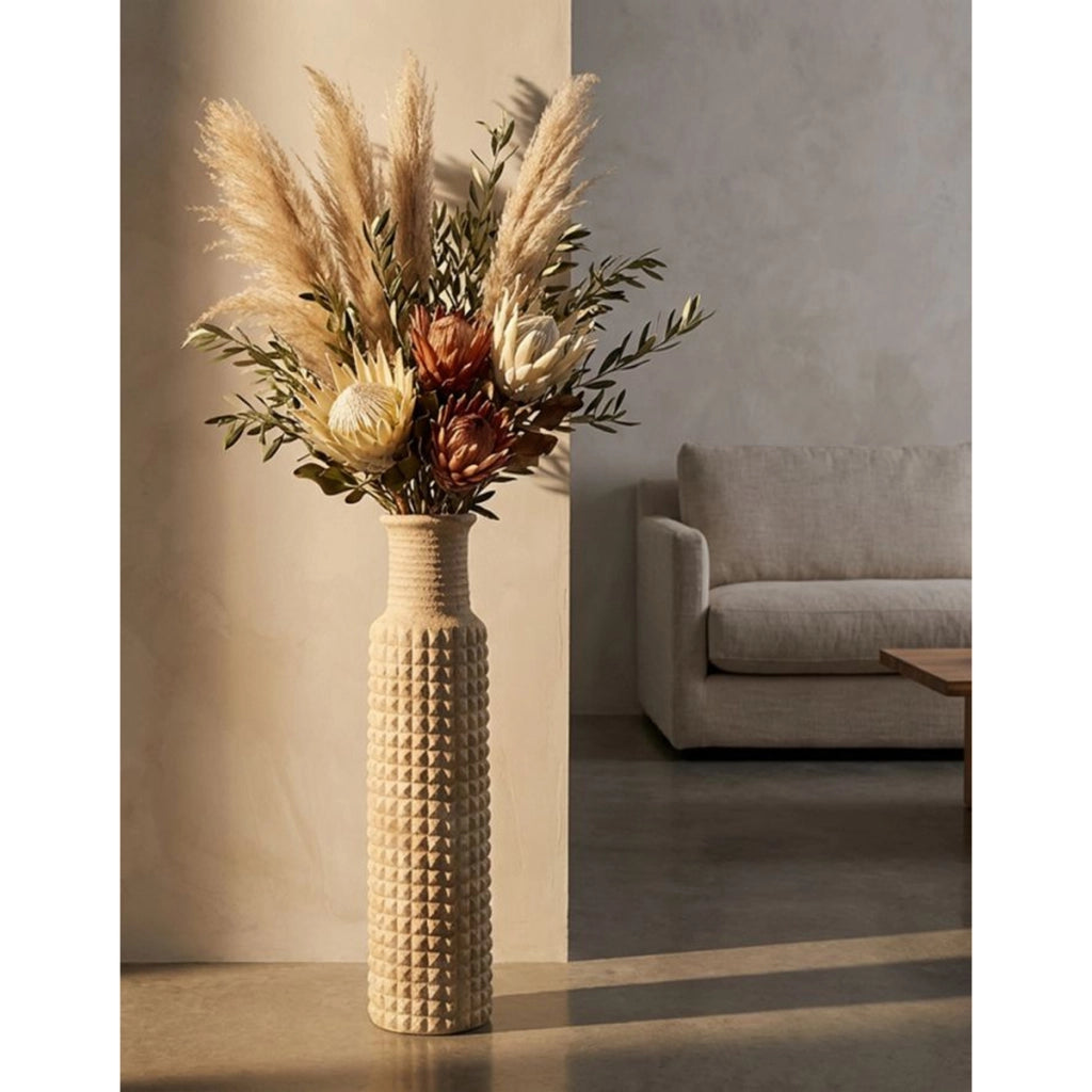 Vaso Decorativo VKH1035, Beige, Poliresina, 28x28x110 cm