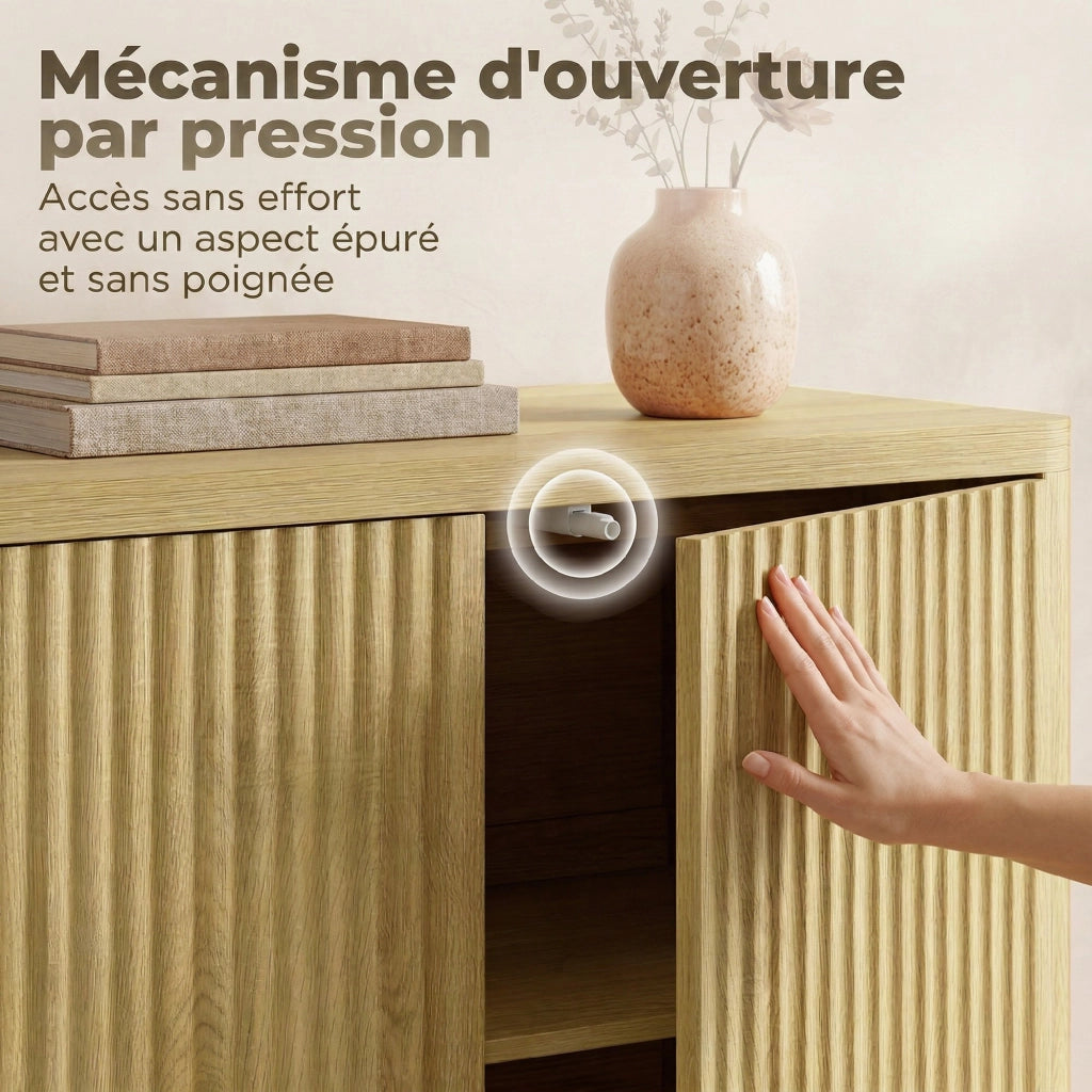 Mobile buffet con 4 ante ¨C Xylo ¨C Legno rovere, ripiani regolabili, 147x40x77cm