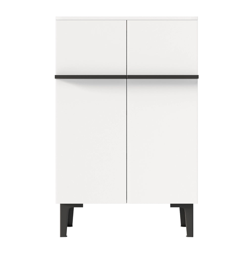 Scarpiera moderna con doppie ante e ripiani regolabili 95 x 60 x 34;5 cm; bianco e nero