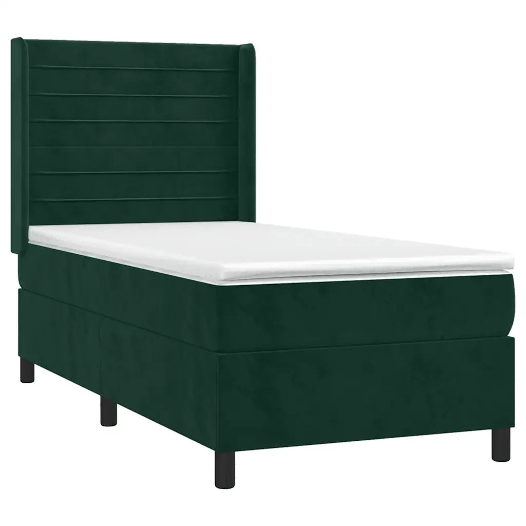 Letto a Molle con Materasso e LED Verde Scuro 80x200cm Velluto 3139592