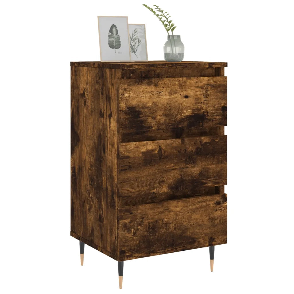 Set di 2 Comodini | Armadio da Notte | Mobiletto da notte Rovere Fumo 40x35x69 cm in Legno Multistrato