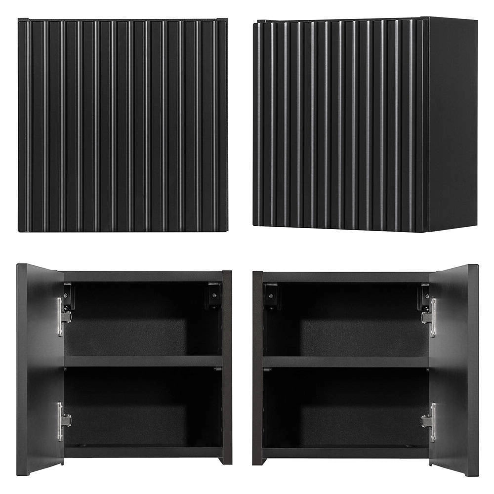 Armadietto Pensile da Bagno NEWPORT con Anta Reversibile 30x30x19 cm Nero [en.casa]