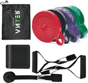 Set di cinture di resistenza per allenamento in casa - comprensivo di anello di porta, maniglie e protezione - cinture elastiche di resistenza con alta durata - adatte sia per donne che per uomini
