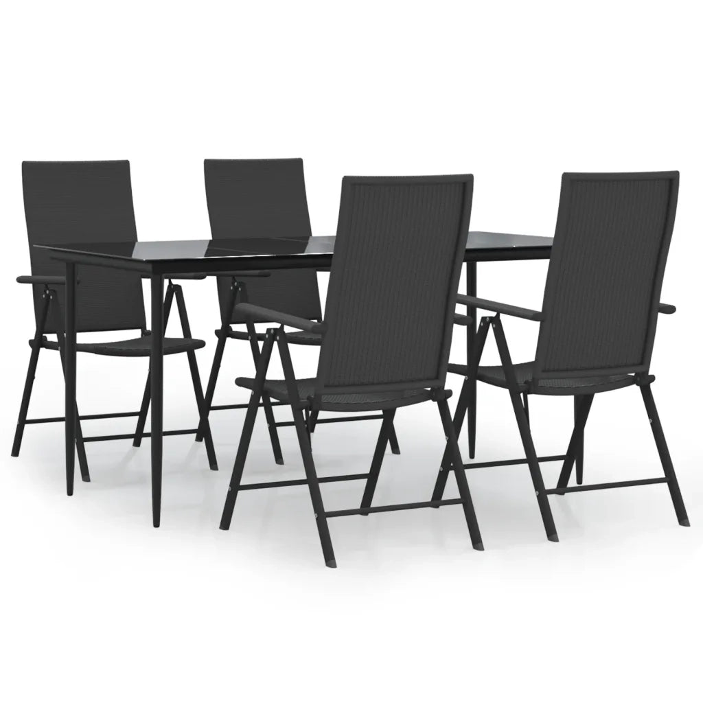 Set da Pranzo da Giardino 5 pz Nero in Polyrattan cod mxl 40937