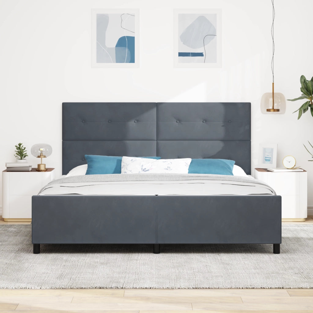 Letto Matrimoniale Grigio Scuro 200x200 cm in Velluto
