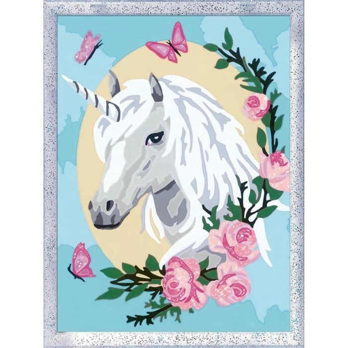 CreArt Kids 18x24cm Unicorno fiorito, età 9+, Kit di pittura con i numeri, Numero d'arte, 25834, Ravensburger