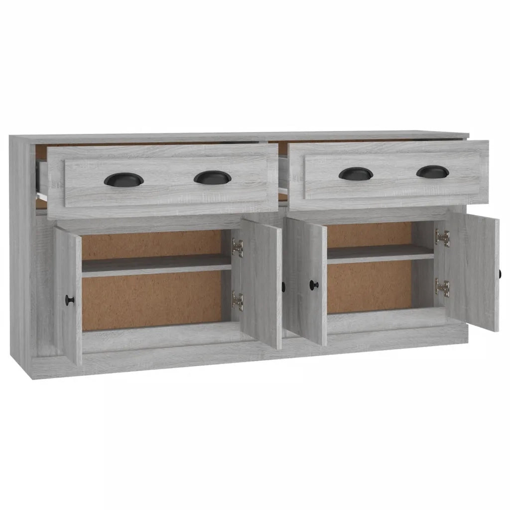 vidaXL Credenze 2 pz Grigio Sonoma in Legno Multistrato