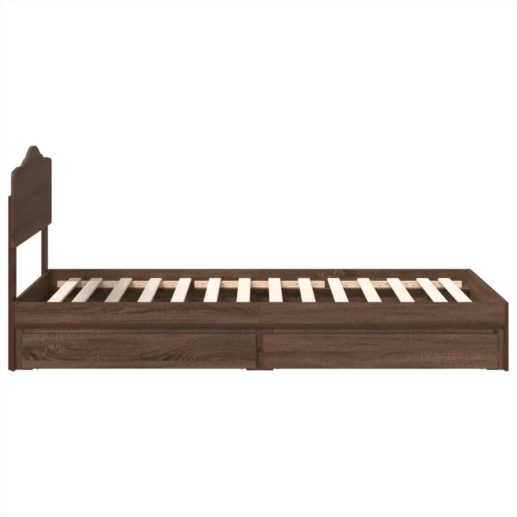 Letto con Contenitore con testiera Rovere Marrone 70 x 190 cm