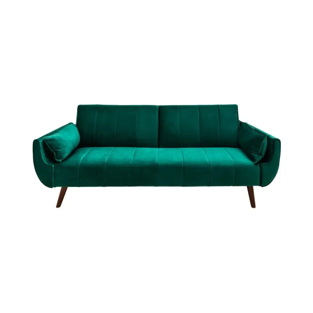 Divano dritto DANNA verde smeraldo – Divano scandinavo convertibile in velluto