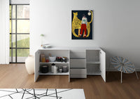 Madia 3 Ante e 3 Cassetti 200x40x83,5 cm Elios Bianco Lucido