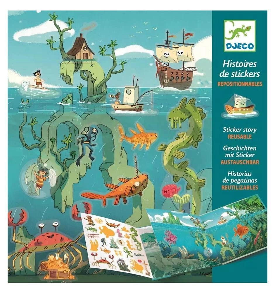 Storie di adesivi,Le avventure del mare,Djeco,Eta 4-7 anni