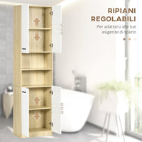 Mobile Bagno 4 ante 2 Ripiani 53x33,5x195,7 cm in Truciolato Bianco