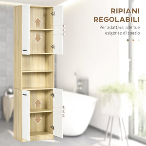 Mobile Bagno 4 ante 2 Ripiani 53x33,5x195,7 cm in Truciolato Bianco