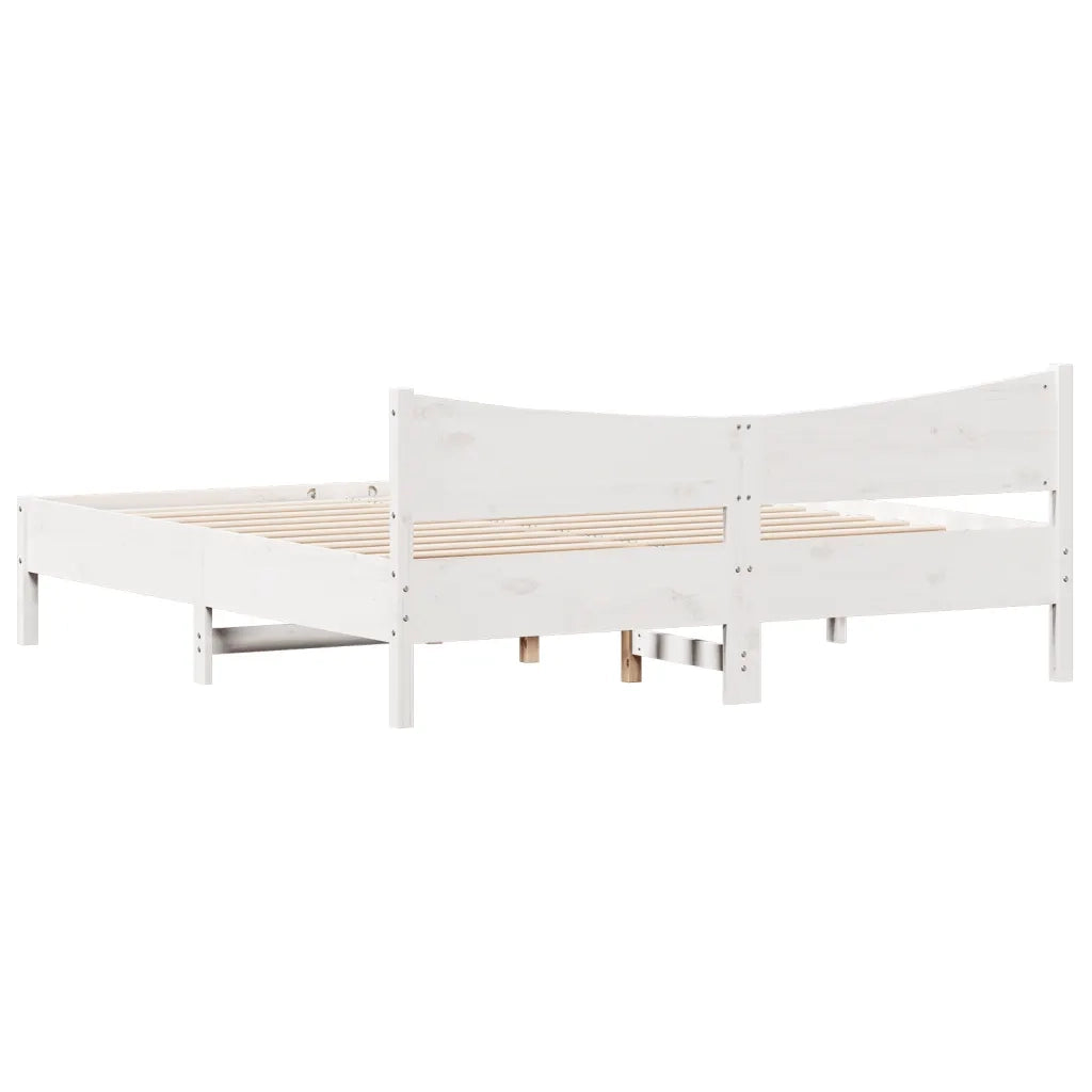 Giroletto senza Materasso-Struttura Letto Bianco 200x200 cm Legno Massello Pino 364310
