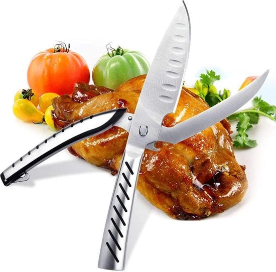 Schaiera da cucina, serra da carne elettrica con lama affilata per pollo, carne, pesce e carne da griglia con apripomodoro (argento)