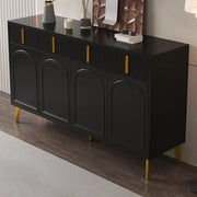 Credenza 140x38x82 cm con 4 ante; 4 cassetti; MDF nero