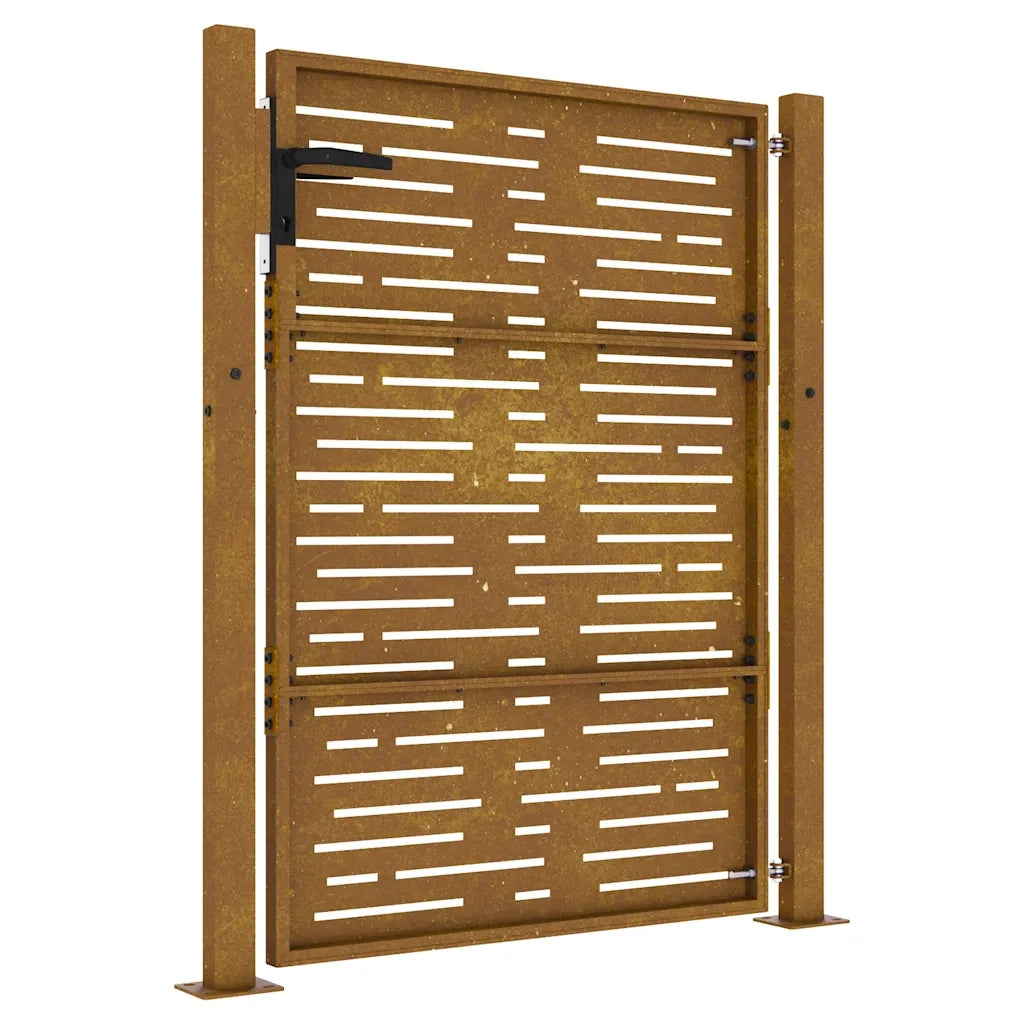 Cancello da giardino 100x125 cm in acciaio Corten design quadrato 153252