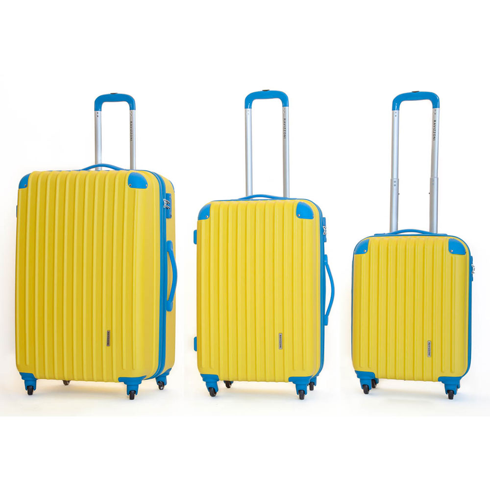 Set 3 Valigie Trolley Rigide in ABS 4 Ruote TSA Ravizzoni Luna Giallo