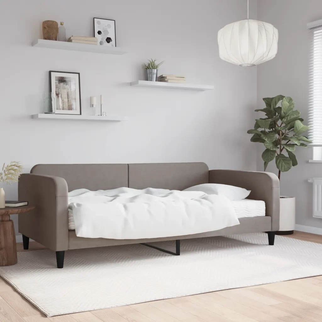 Divano Letto con Materasso-Sofa Letto-Daybed Tortora 100x200 cm in Tessuto 195126
