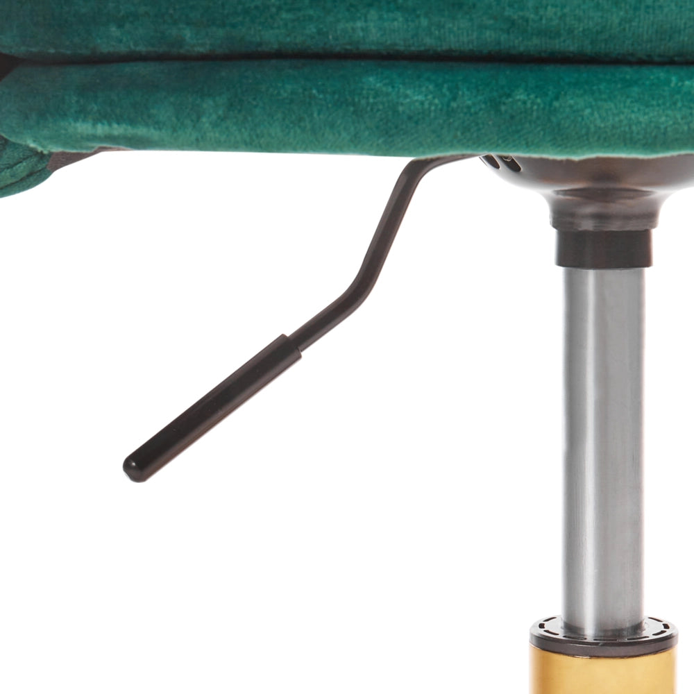 Sedia da ufficio in velluto di colore verde con base girevole altezza regolabile elegante moderna