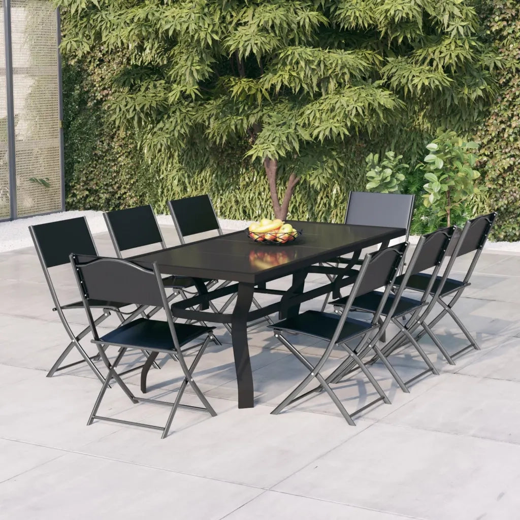 Set da Pranzo da Giardino 9 pz Grigio e Nero 3102921