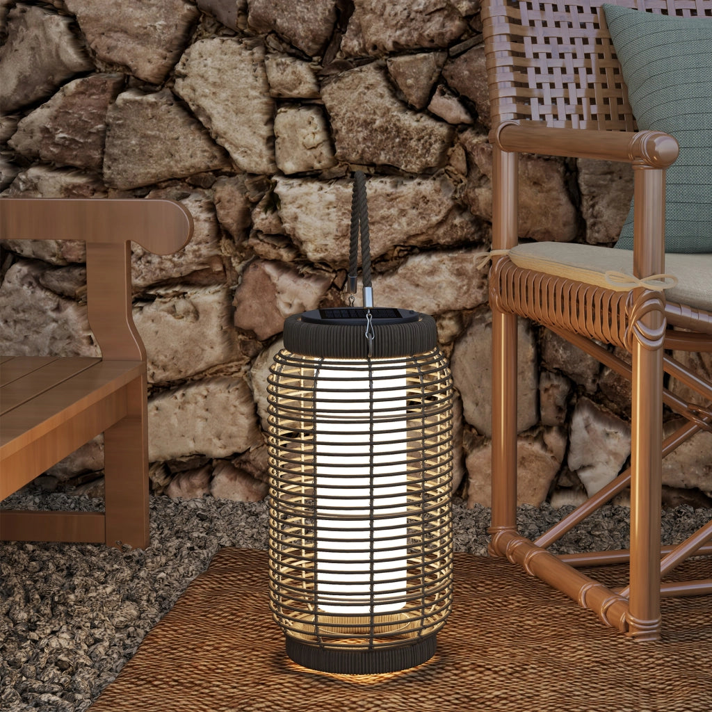 Lampione Solare da Esterno in Resina Intrecciato Grigio ¨C zephmum ¨C Acciaio, LED