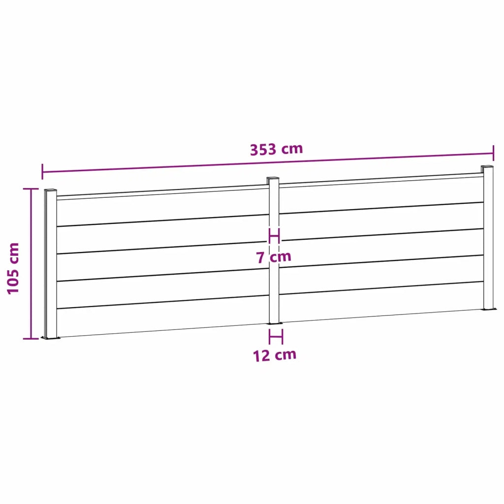 Pannello di Recinzione 2 pcs WPC e Alluminio Grigio 3429439