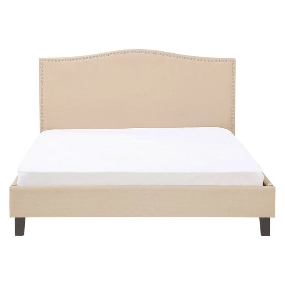 Struttura del letto in poliestere beige imbottito 160 x 200 cm Design tradizionale