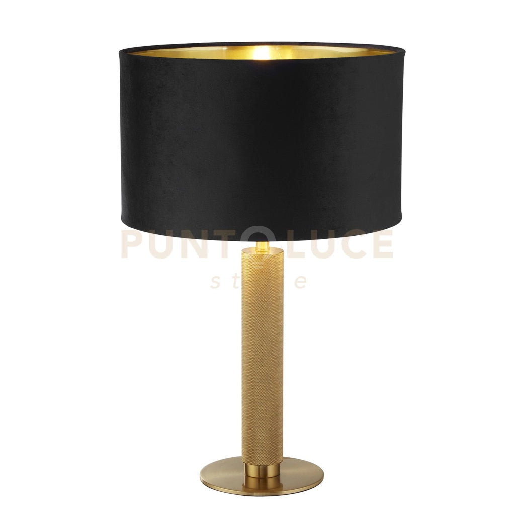 Lampada da tavolo London - Ottone zigrinato e paralume in velluto nero