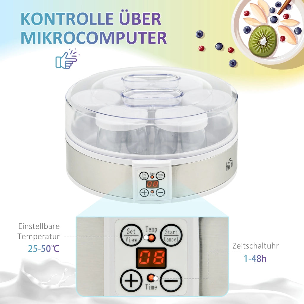 Yogurtiera ¨C Minimal ¨C Acciaio inossidabile 24x24x13 cm Argento e Bianco
