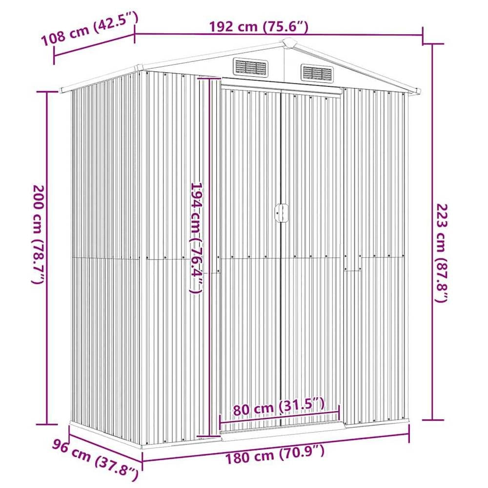 Garden Shed, Green, 192x108x223 Cm, Galvanized Steel