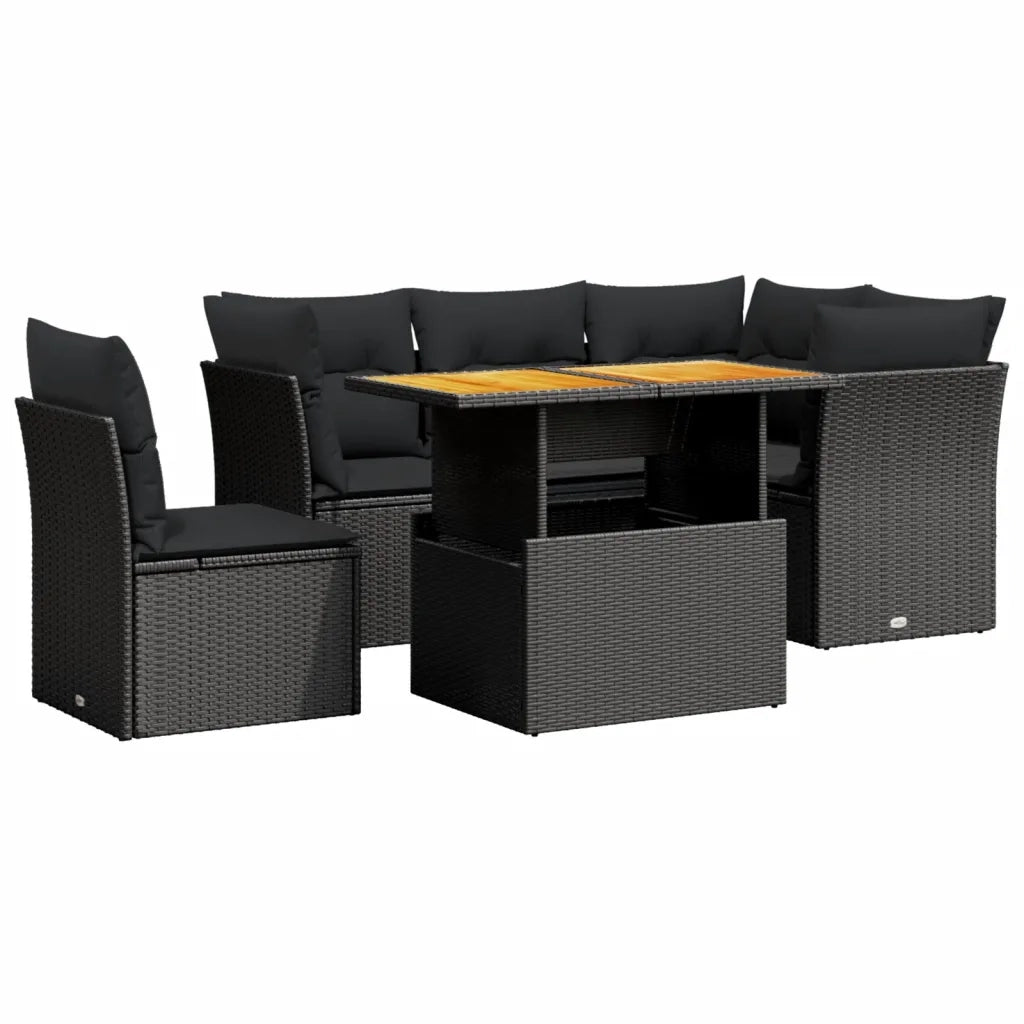 Set Divani da Giardino 5 pz con Cuscini in Polyrattan Nero 3270831