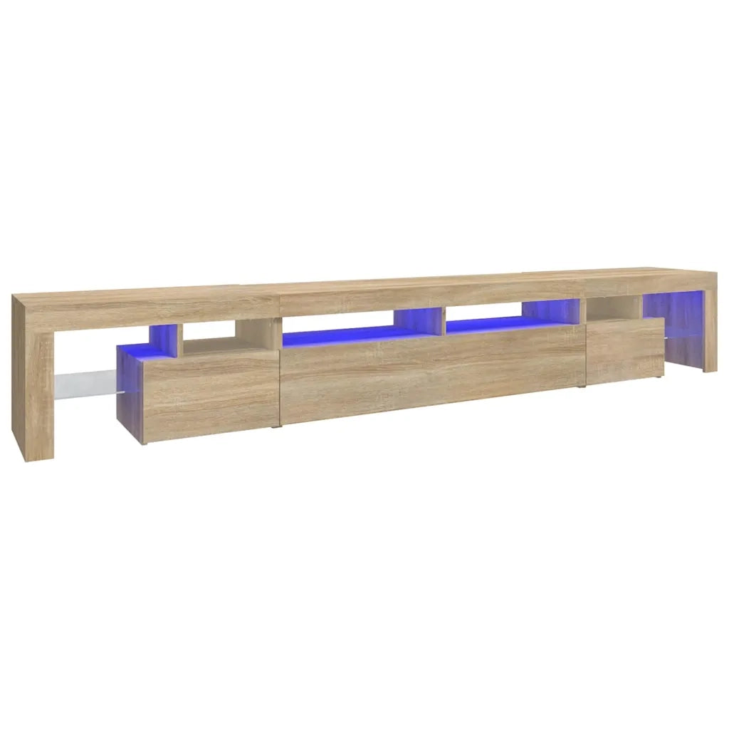 Mobile Porta TV con Luci LED-Credenza per TV Rovere Sonoma 260x36,5x40 cm