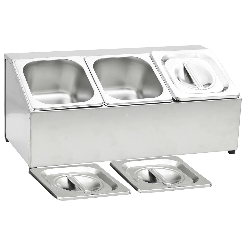 Supporto Gastronorm con 3 Contenitori GN 1/6 in Acciaio Inox 51220