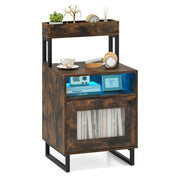 Comodino con luci a LED 45 x 40 x 80 cm contenitore intelligente design moderno legno ingegnerizzato marrone rustico 20_0021084