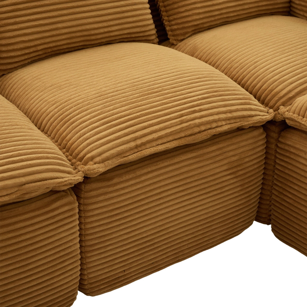 Divano modulare con tasche laterali cuscini schiuma e molle in velluto a coste arancione 322 × 161 × 75 cm