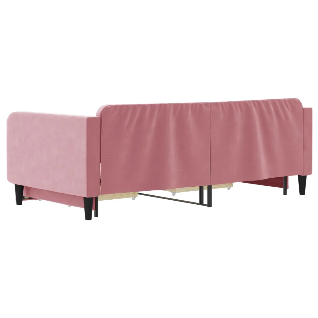 Divano Letto Estraibile con Cassetti Rosa 100x200 cm Velluto 3197121