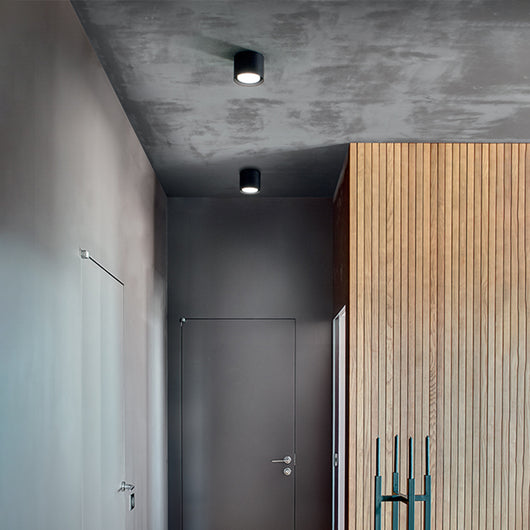 Plafoniera Moderna Geo Alluminio Nero 1 Luce Gx53