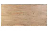 Tavolo da pranzo con piano in massello di acacia e gambe in metallo