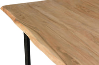 Tavolo da pranzo con piano in massello di acacia e gambe in metallo