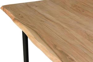 Tavolo da pranzo con piano in massello di acacia e gambe in metallo