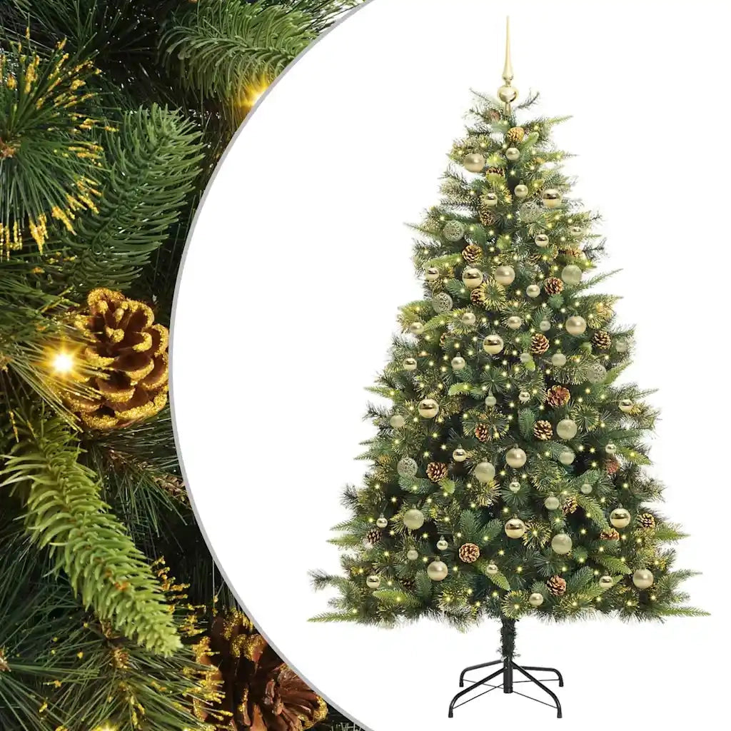 Albero di Natale artificiale pieghevole con coni Verde 180 cm 3395093
