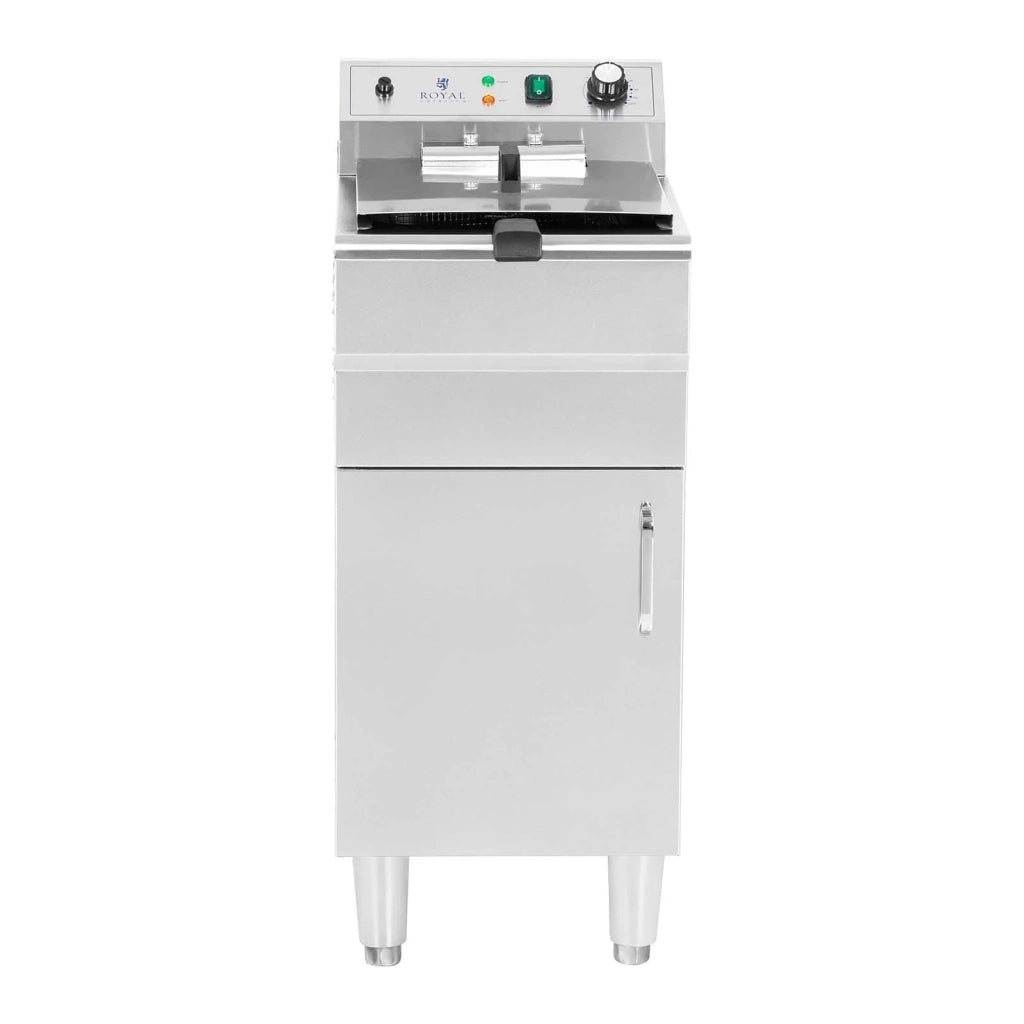 Friggitrice elettrica da 13 litri 5000 watt rubinetto di scarico zona fredda su mobile professionale in acciaio inox 14_0003985