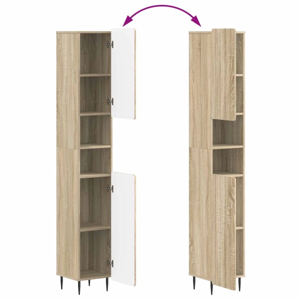 Set di Armadi da Bagno da 2 Pezzi ZWOLLE Rovere Sonoma 3417515