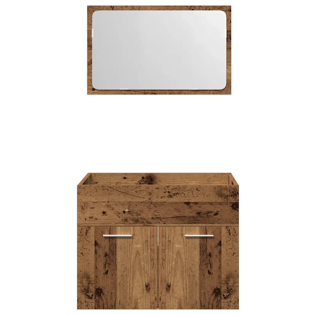 Set Mobili da Bagno | Armadio da bagno 2 pz Legno Antico in Legno Multistrato