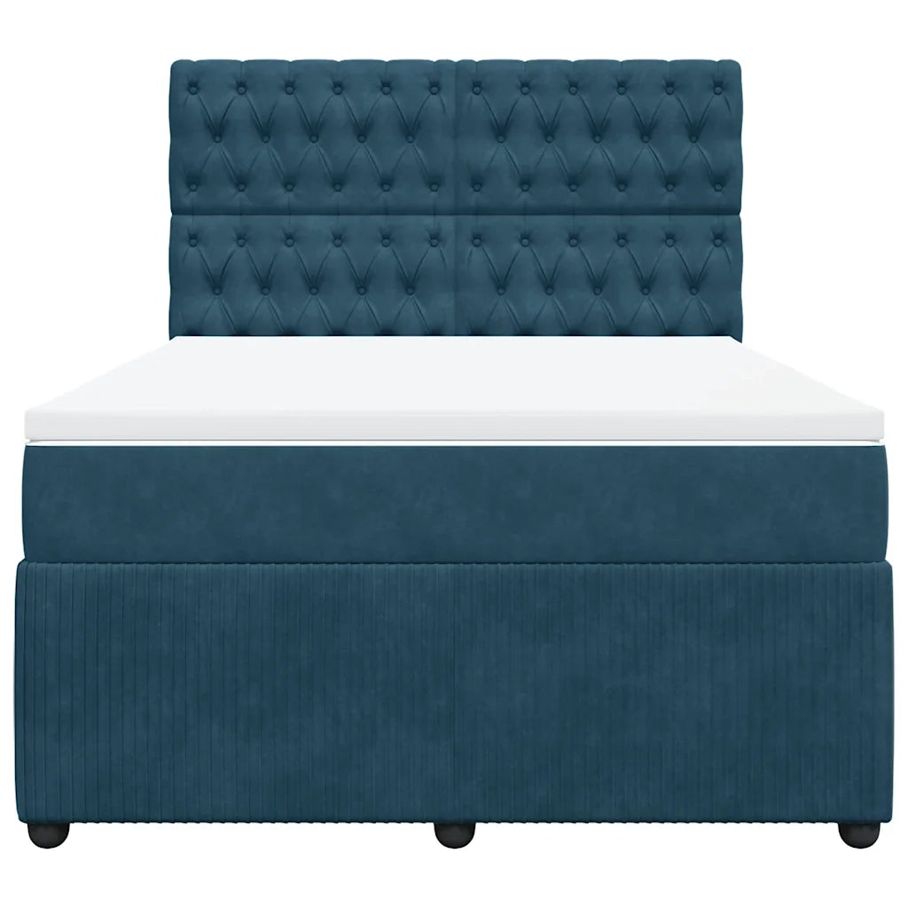 Giroletto a Molle con Materasso Blu 140x190 cm in Velluto