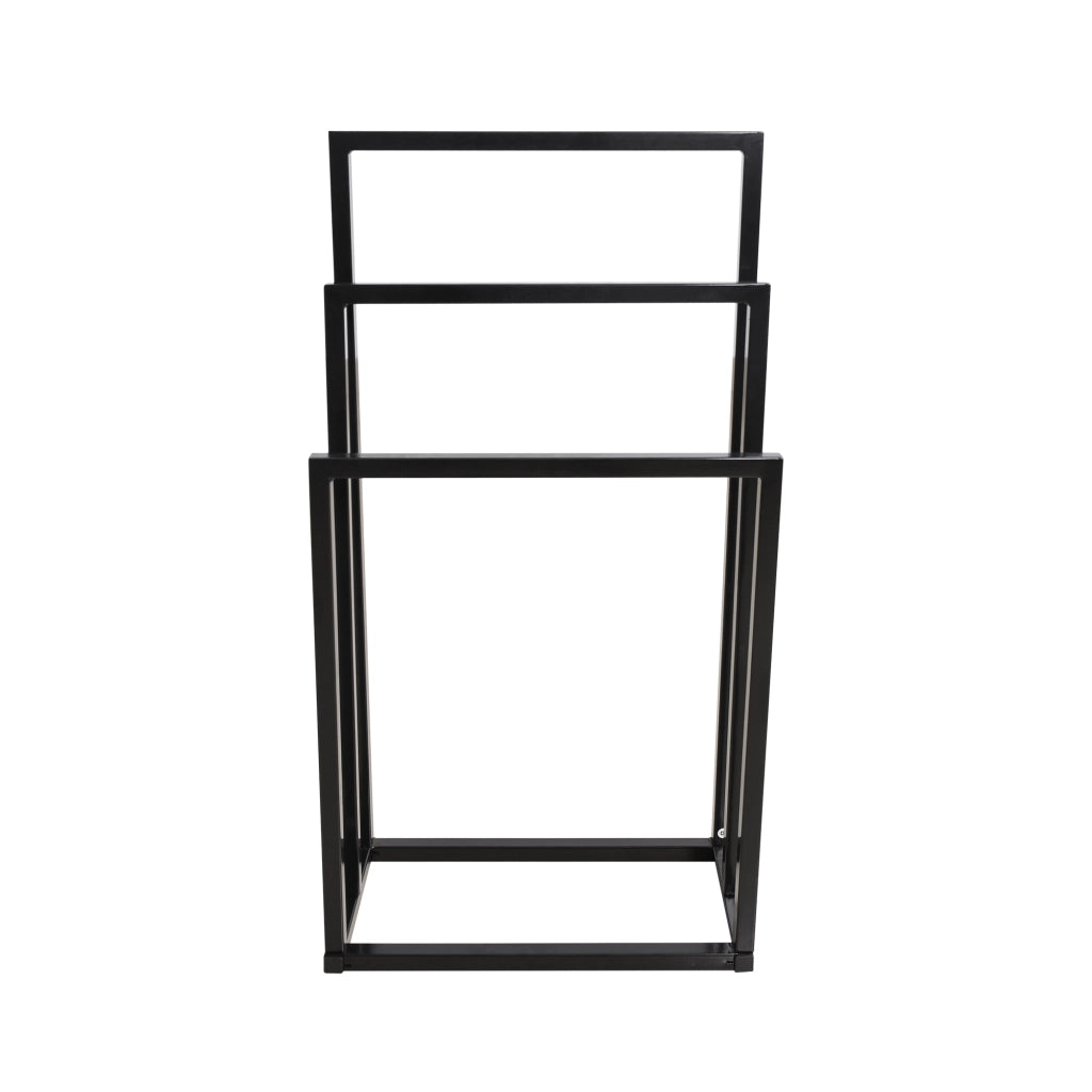 PORTA ASCIUGAMANI 3 Livelli 45x22x86 cm Metallo Nero Autoportante